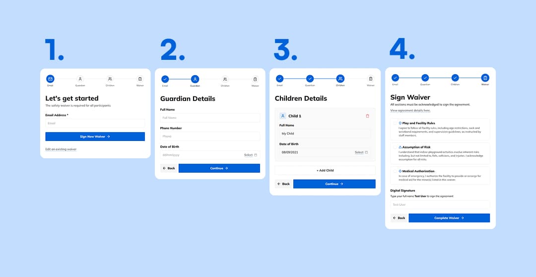 Safety waiver form overview